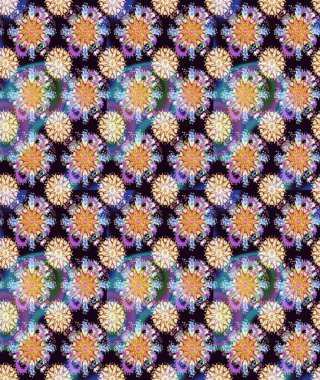 Çiçekli ipek eşarp. Retro tekstil tasarım koleksiyonu. Siyah ve nötr, siyah ve nötr. 1950-1960 motifleri. El çizimi çiçek elementleriyle soyut, dikişsiz raster deseni..