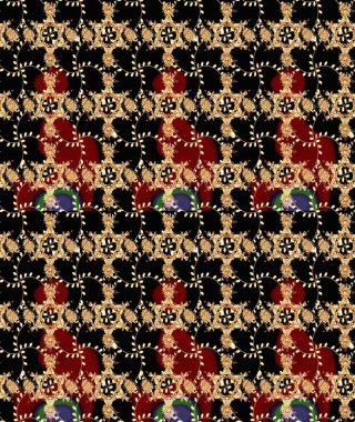 -Siyah ve bej çiçekler. Küçük çiçekte güzel bir desen var. Çiçek kompozisyonu. Çiçek arkaplan. Raster deseni. Çiçek kolajı. Doğa.