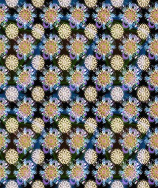 Raster illüstrasyonu. Tarafsız ve mavi renkte çiçekler. Kusursuz çiçek deseni duvar kağıdı için kullanılabilir.