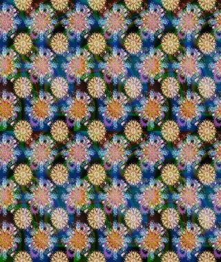 Renkli Bahar Temalı Kusursuz Arkaplan. Güzel çiçek deseni. Düz Çiçek Elementleri Tasarımı. Mavi ve bej renkte çiçekler.