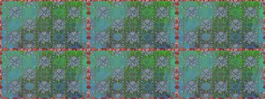 Düz Çiçek Elementleri Tasarımı. Raster illüstrasyonunda kusursuz çiçek deseni. Yeşil renkli çiçekler. Renkli Yaz Temalı Kusursuz Arkaplan.