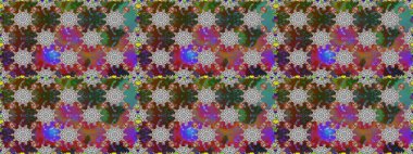 Raster deseni. Raster illüstrasyonu. Kahverengi renklerde bahar çiçekleri. Patlayan çiçekler soyut yerleştirilmiş.