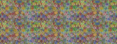 Tropik çiçekler. Tişörtsüz arka plan deseni. Yeşil renkte çiçekler.