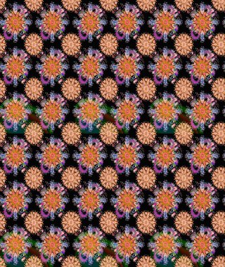 Siyah ve kahverengi renkte çiçekler. El çizimi çiçekli, soyut, pürüzsüz desen. Raster illüstrasyonu.