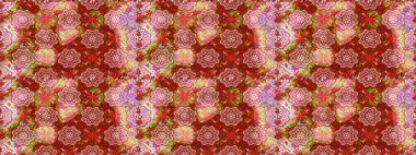 Tişörtsüz arka plan deseni. Kırmızı renkte çiçekler. Tropik çiçekler.