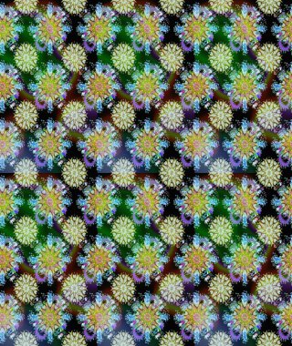 Raster dikişsiz çiçek deseni. Vadinin çiçekleri tarafsız ve mavi renklerde.