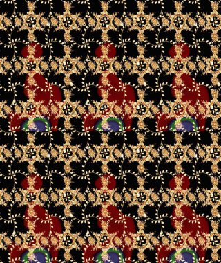 -Siyah ve bej çiçekler. Küçük çiçekte güzel bir desen var. Çiçek kompozisyonu. Çiçek arkaplan. Raster deseni. Çiçek kolajı. Doğa.