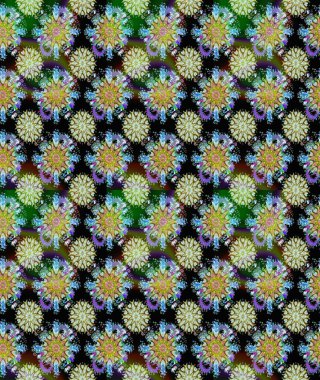 Çiçeklerle suluboya desenli çiçek deseni. Raster illüstrasyonu. Tarafsız ve siyah renkler üzerine güzel tekstil.