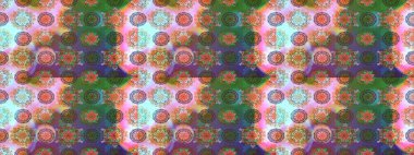 Renkli, pürüzsüz desen. Tarafsız ve yeşil renklerde şirin tekstil tarzında. Çiçek duvar kâğıdı. Çiçek arkaplan. Raster illüstrasyonu.