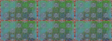 Düz Çiçek Elementleri Tasarımı. Raster illüstrasyonunda kusursuz çiçek deseni. Yeşil renkli çiçekler. Renkli Yaz Temalı Kusursuz Arkaplan.