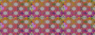 Düz Çiçek Elementleri Tasarımı. Renkli Bahar Temalı Kusursuz Arkaplan. Raster illüstrasyonunda kusursuz çiçek deseni. Gri renkli çiçekler.