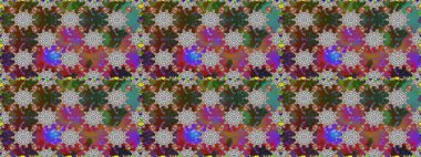 Raster deseni. Raster illüstrasyonu. Kahverengi renklerde bahar çiçekleri. Patlayan çiçekler soyut yerleştirilmiş.