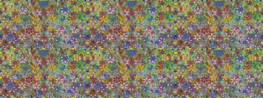 Tropik çiçekler. Tişörtsüz arka plan deseni. Yeşil renkte çiçekler.