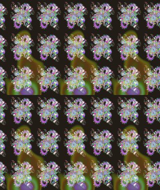 Çiçekli karalama şeklinde Raster çiçek deseni. Gri renkli çiçekler. Yumuşak, bahar çiçekli arka plan.