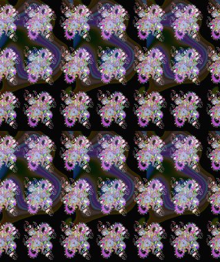 Modern stil dokusu. Çiçek desenli raster, siyah ve menekşe çizgi grafik deseni soyut raster arkaplan.