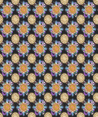 Raster illüstrasyonunda kusursuz çiçek deseni. Düz Çiçek Elementleri Tasarımı. Renkli Bahar Temalı Kusursuz Arkaplan. Gri ve bej renkli çiçekler.