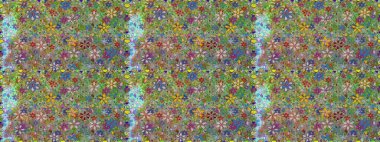 Yeşil ve nötr renklere karalamalar çizen kusursuz çiçek deseni. Raster illüstrasyonu.