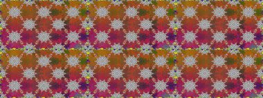 Raster illüstrasyonu. Düz Çiçek Elementleri Tasarımı. Çiçekli, suluboya desenli kusursuz çiçek deseni. Renkli Bahar Temalı Kusursuz Arkaplan. Kahverengi renkte çiçekler.