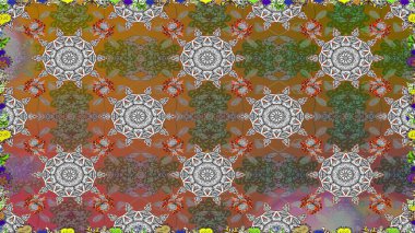 Raster illüstrasyonu. Kahverengi ve gri renkli şirin tekstil tarzında. Çiçek duvar kâğıdı. Çiçek arkaplan. Renkli, pürüzsüz desen.