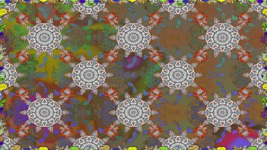 Kahverengi ve gri renkli çiçekler. Çiçekli karalama şeklinde Raster çiçek deseni. Yumuşak, bahar çiçekli arka plan.