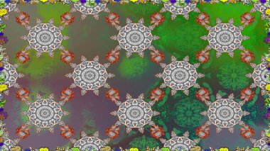 Elle boyanmış suluboya, dikişsiz çiçekler ve bitkiler. Gri ve yeşil renkte çiçekler.