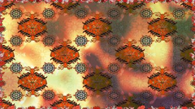 Raster - stok. Kahverengi ve turuncu çiçekli kusursuz desen, suluboya çiçek deseni, şirin çiçek, duvar kağıdı, kart veya kumaş için fayanslı.