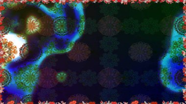 Raster deseni. Bahar çiçekleri dallı desen, gri ve mavi renkler çiçekli siluet.