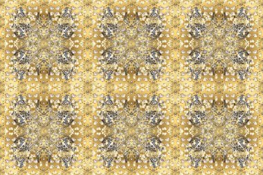 2019 Noel 'i, kar tanesi, yeni yıl. Altın elementli bej, sarı ve nötr renklerde klasik dikişsiz desen.