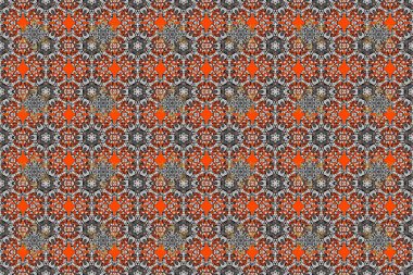 Hediye ambalaj kağıdı, tebrik kartları, posterler ve pankart tasarımı. Gri, kahverengi ve turuncu renkli çiçekler. Raster düz çiçekleri pürüzsüz desen.