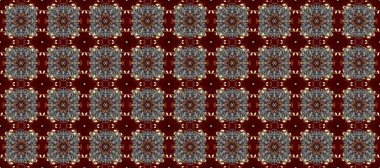 Kahverengi, kırmızı ve gri renklerde altın desenli altın elementler. Süslü raster dekorasyonu. Barok tarzında duvar kağıdı tasarımı için kusursuz damaske deseni arkaplanı.