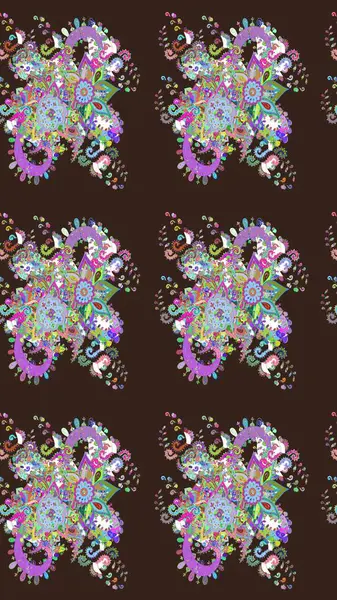 Raster deseni. Bahar çiçekleri dallı desen, mor renkler çiçekli siluet.