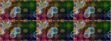 Çiçekli karalama şeklinde Raster çiçek deseni. Raster illüstrasyonu. Nazikçe, yaz çiçekleri kahverengi renklerde.