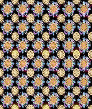 Tişörtsüz arka plan deseni. Siyah ve bej renkli çiçekler. Tropik çiçekler.