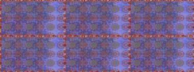 Pürüzsüz desen, parlak çiçekli halı, mor ve kahverengi renkler..