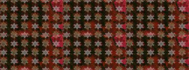 Gri ve kahverengi renklerde etnik çiçeklerle kusursuz bir desen. Asya Tekstil 'inde Raster Çiçek İllüstrasyonu.