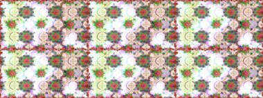 Renkli Yaz Temalı Kusursuz Arkaplan. Tarafsız ve gri renklerde çiçekler. Düz Çiçek Elementleri Tasarımı. Çiçekli pürüzsüz retro desen.