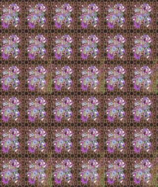 Kahverengi renkli çiçekler. Kumaş desenli papatya çiçekleri ayrıntıları.