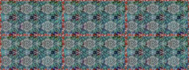 Renkli Bahar Temalı Kusursuz Arkaplan. Raster illüstrasyonu. Düz Çiçek Elementleri Tasarımı. Kusursuz çiçek deseni. Gri renkli çiçekler. Asya tekstil tarzında.