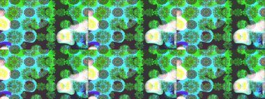 Raster illüstrasyonu. El çizimi. Çiçekli, yapraklı, çiçek desenli çizim..