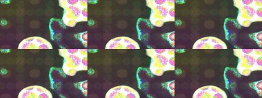 Çiçek izi. Suluboya çizim kalıbı. Suluboya tarzında yeşil ve kahverengi renkte çiçekler.