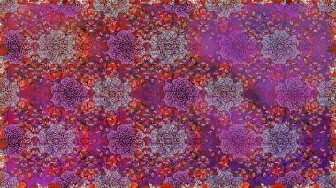 Mor ve kahverengi renkte çiçeklerle kusursuz çiçek deseni. Suluboya tarzında mor ve kahverengi renkte çiçekler.