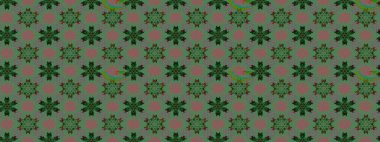 Yeşil ve gri renkli çiçekler. Raster illüstrasyonunda çiçek deseni çizimi.