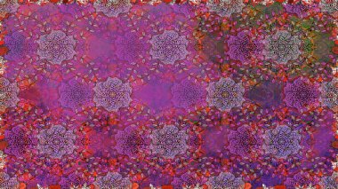 Çiçeksel mor ve kahverengi pürüzsüz desen. Klasik taslak çizimi. Raster çiçek izi..