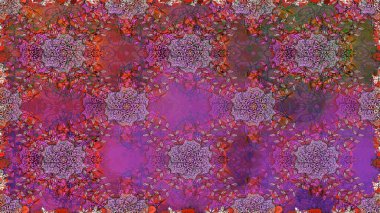 Suluboya, elle çizilmiş. Kusursuz bir arka plan modeli. Vadinin çiçekleri mor ve kahverengi renklerde. Raster - stok.