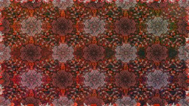 Raster illüstrasyonu. Kusursuz çiçek deseni duvar kâğıdı olarak kullanılabilir. Kahverengi ve gri renkte çiçekler.