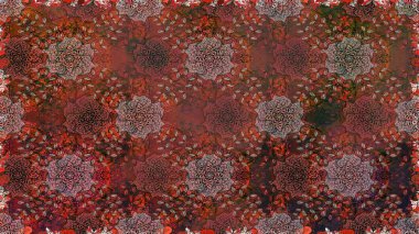 Kahverengi ve gri çiçekli kusursuz desen, suluboya çiçek deseni, sevimli çiçek, duvar kağıdı, kart veya kumaş için fayanslı. Raster - stok.