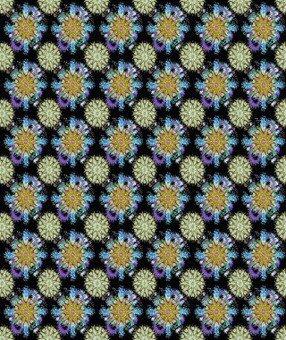 Renkli Bahar Temalı Kusursuz Arkaplan. Düz Çiçek Elementleri Tasarımı. Siyah ve nötr renklerde şirin çiçek desenleri. Raster Modaya uygun kumaş deseni.