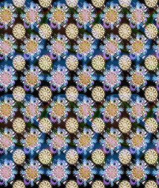 Tarafsız ve mavi renkli çiçekler suluboya tarzında. Raster illüstrasyonunda kusursuz çiçek deseni.