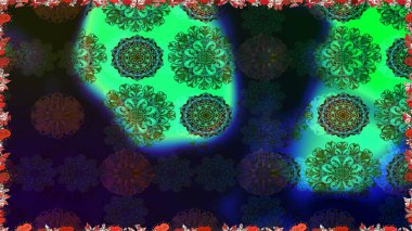 Kusursuz bir arka plan modeli. Raster illüstrasyonu. Yeşil ve gri renkli yapraklı yabani çiçekler. Suluboya, elle çizilmiş.