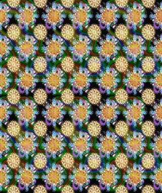 Raster illüstrasyonu. Bahar çiçekli, dikişsiz, sevimli çiçek deseni. Güzel kumaş deseni.